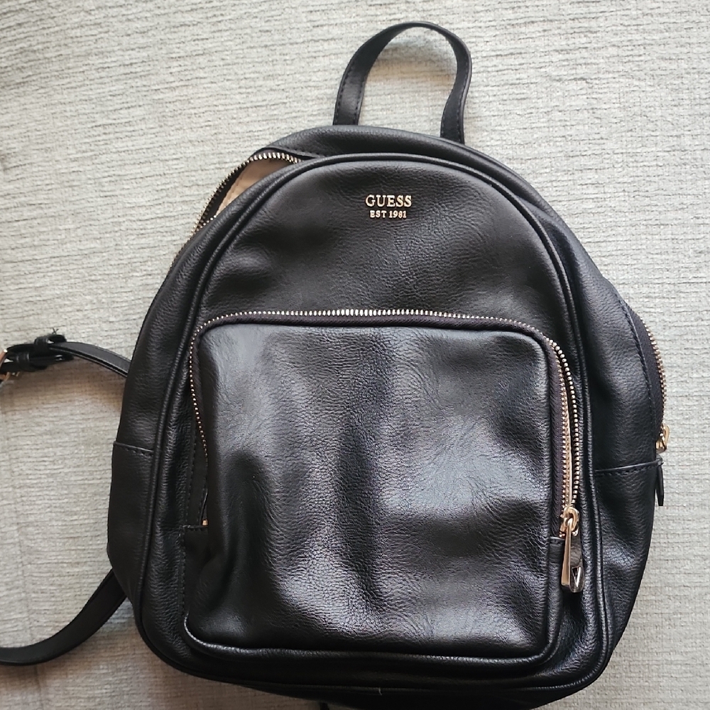 GUESS Black Leather Backpack